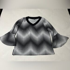 Calessa Women's Large Black White Polka Dots Top Tunic